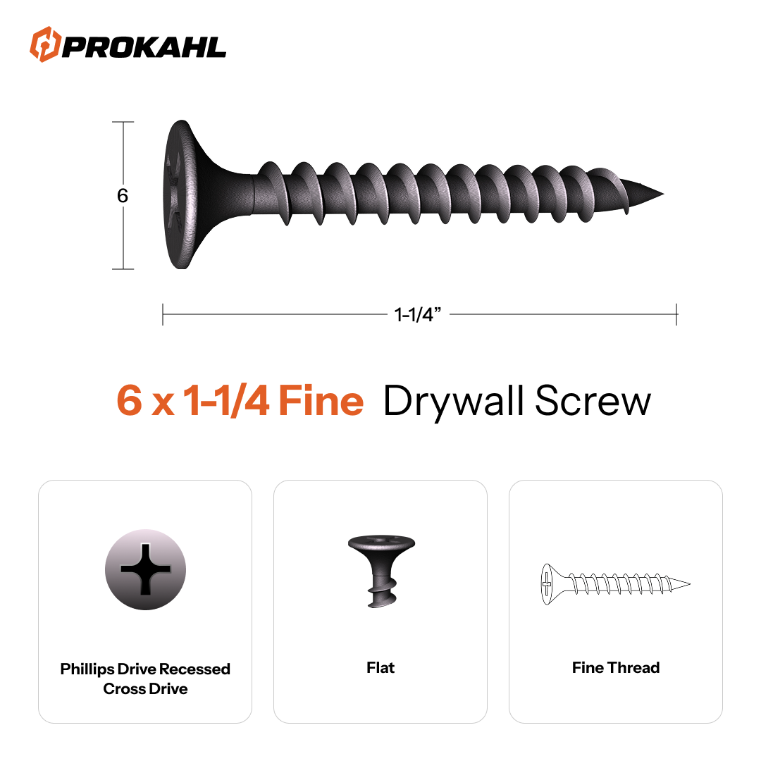 #6 x 1-1/4 Fine Thread Drywall Screw - Image 3