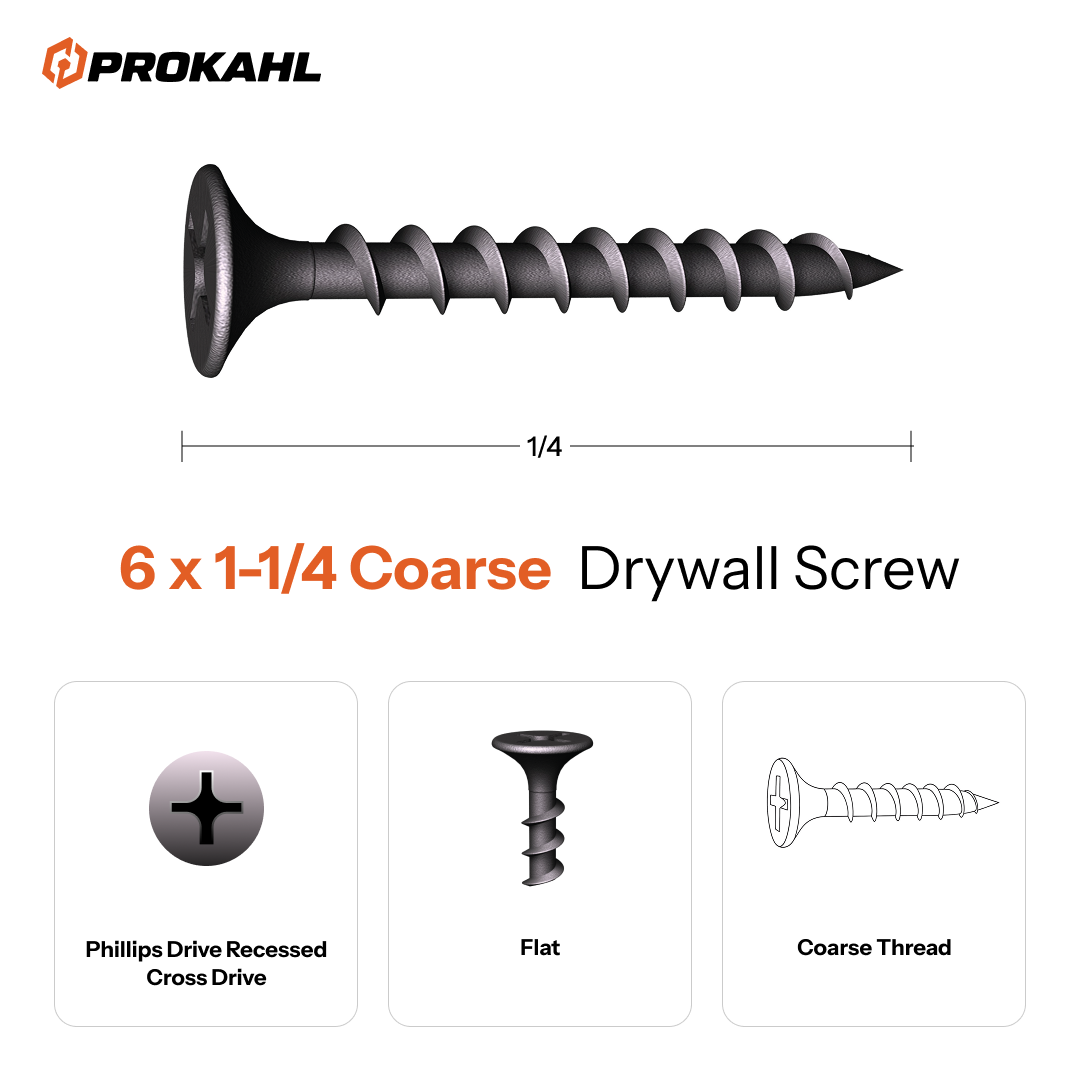 #6 x 1-1/4 Coarse Thread Drywall Screw - Image 2